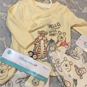 Disney Winnie the Pooh Yellow and Cream Matching Set